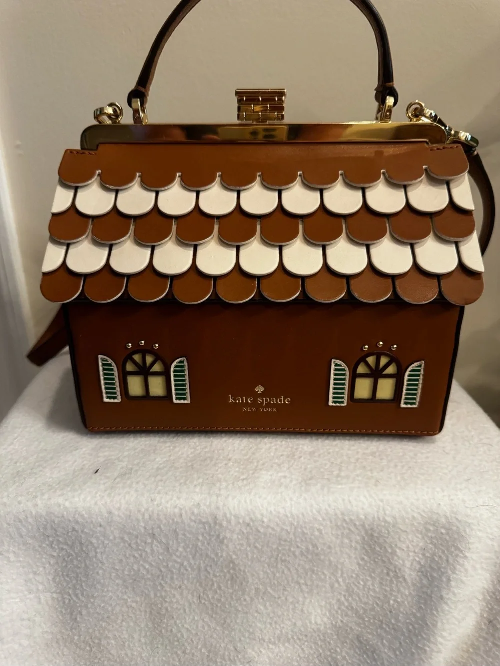 kate spade Gingerbread House Top-Handle Mini Bag in Brown, Pink, Cream